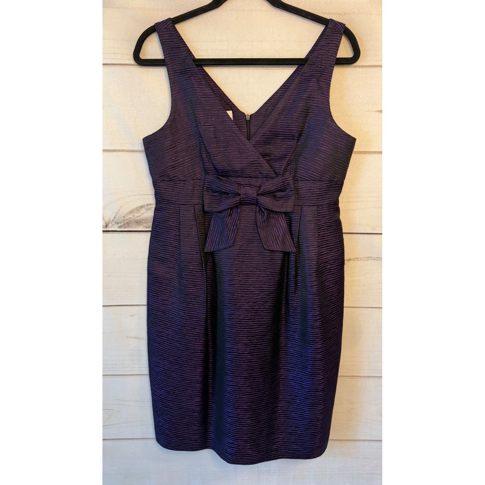 Helene Berman London Purple Iridescent Textured Bow Cocktail Dress Sz 6